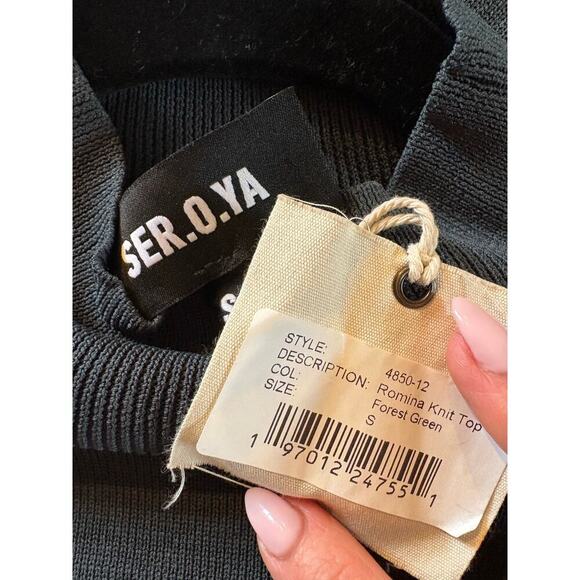 NWT Seroya Romina knit long sweater top forest green size small - Picture 10 of 12